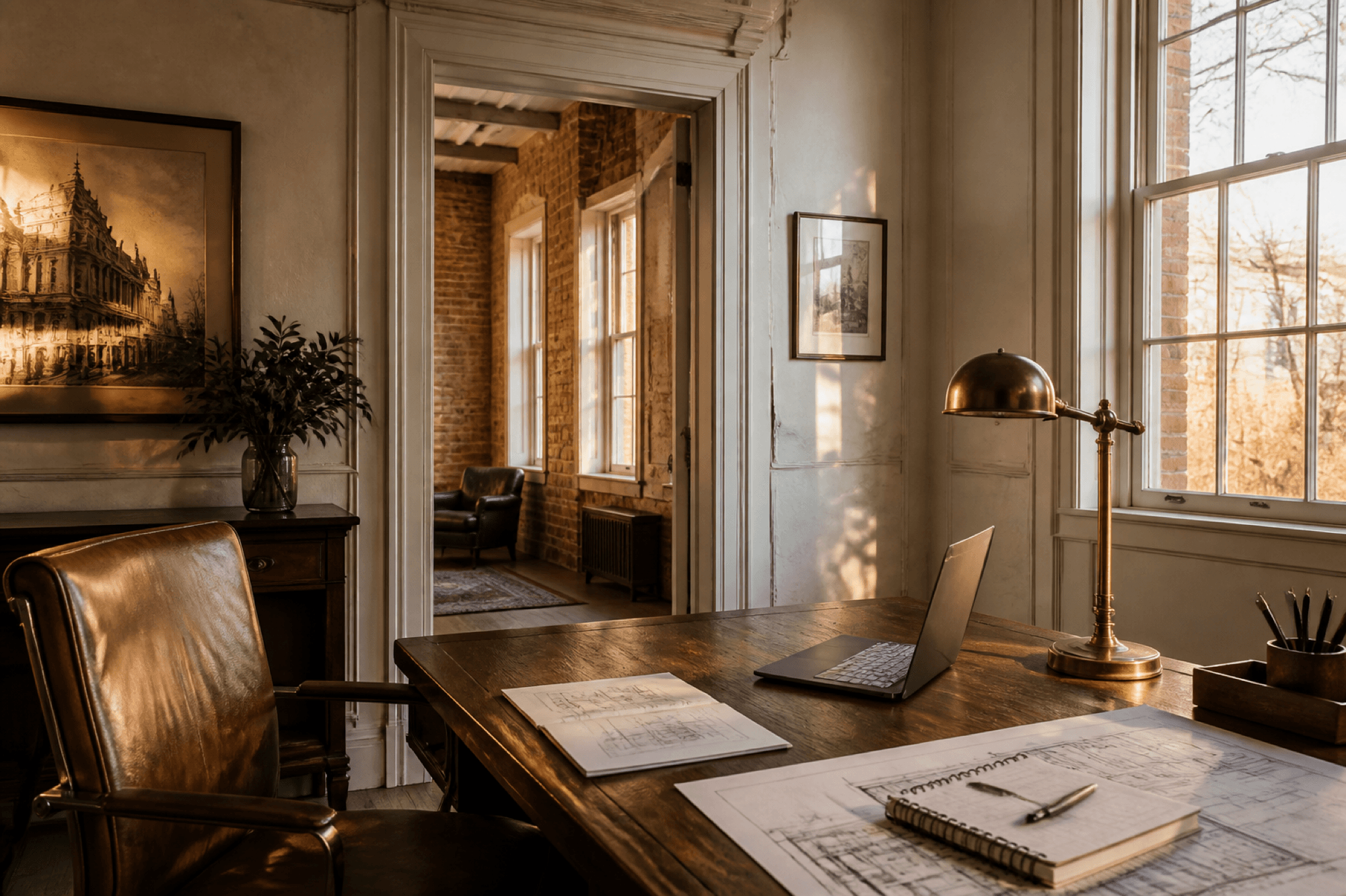 A quiet consulting office in a historic West Chester townhouse