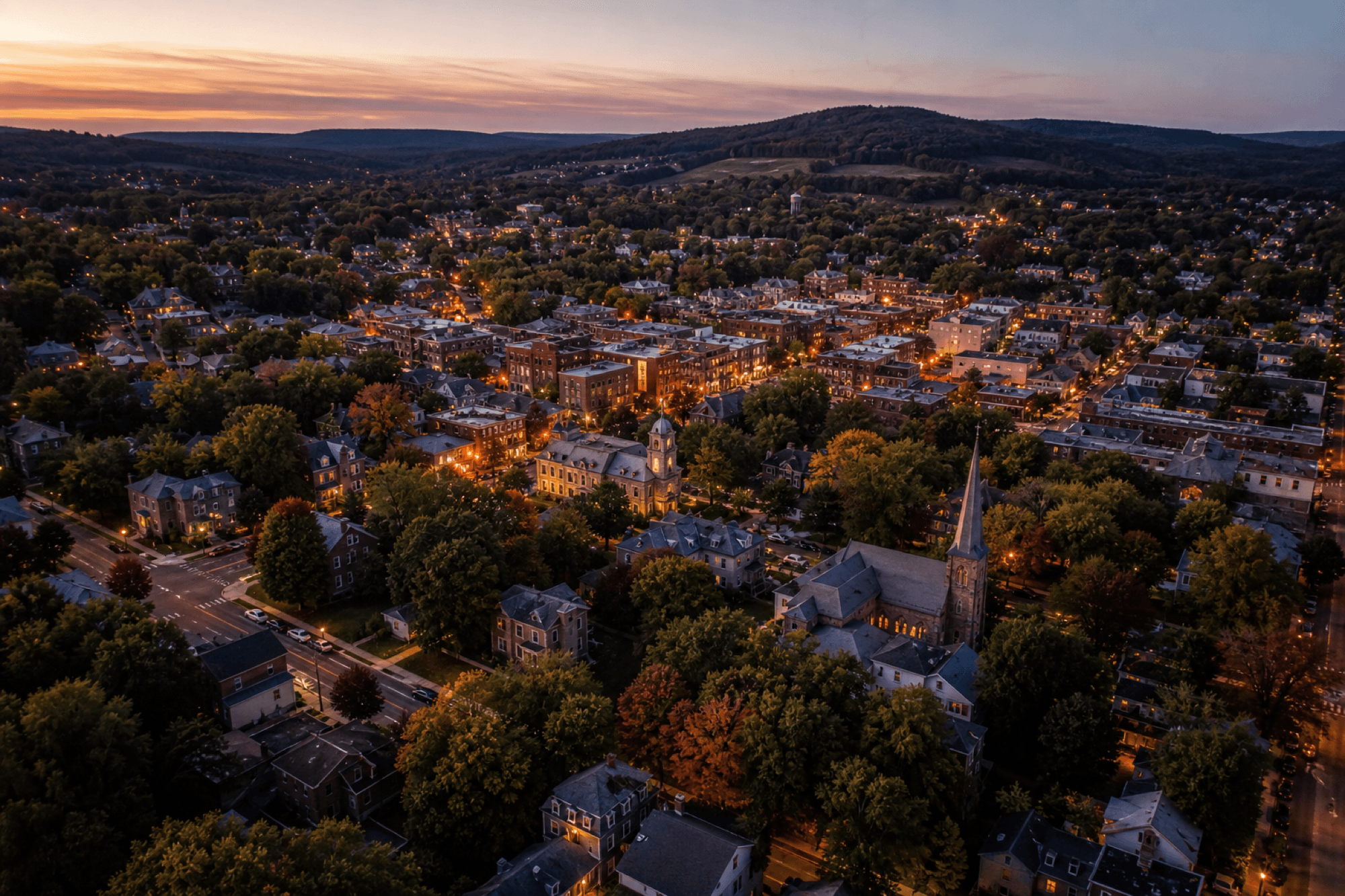 West Chester, Pennsylvania at dusk — the kind of place a weekend list should actually fit